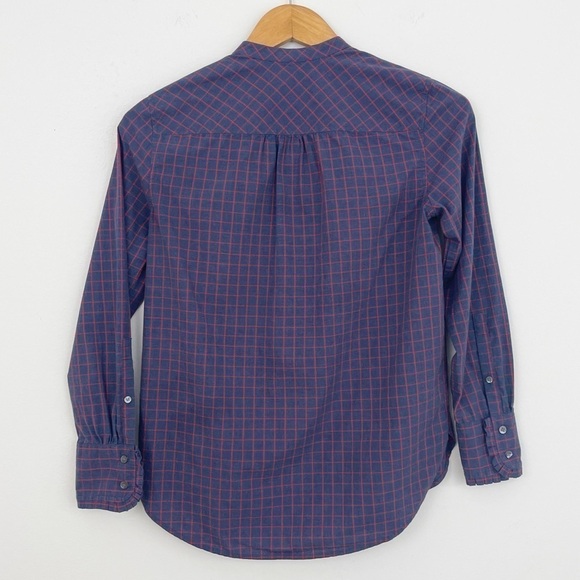 J. Crew 100% Cotton Plaid Ruffle Popover Button Up Shirt Casual Top Size 00 - Picture 10 of 16